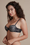 Zivame Luxe Lace Push Up Wired Medium Coverage Bra-Black — thumbnail 3