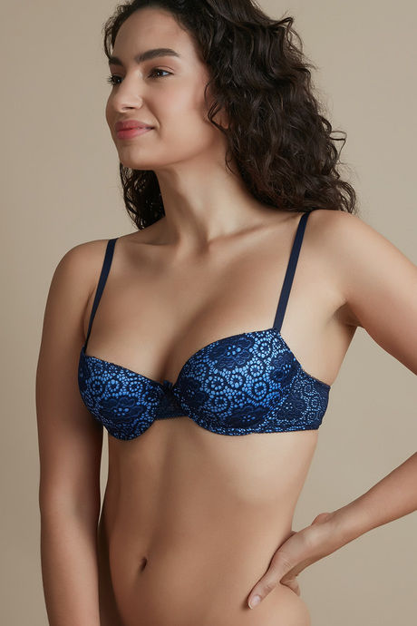 Zivame Luxe Lace Push Up Wired Medium Coverage Bra-Indigo — image 2