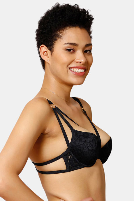 Zivame Summer Bounty Padded Wired Low Coverage Cage Bra-Black — image 2