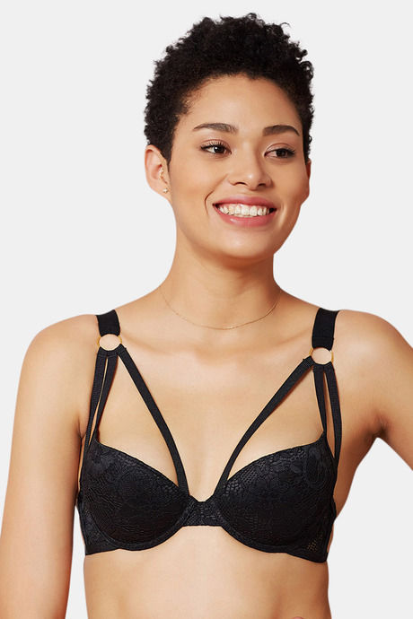 Zivame Summer Bounty Padded Wired Low Coverage Cage Bra-Black — image 3