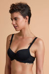 Zivame All That Lace Padded Wired Low Coverage T-Shirt Bra-Black — thumbnail 3