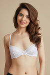 Zivame Luxe Lace Padded Wired Medium Coverage Lace Bra-White — thumbnail 1