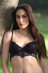 Zivame All That Lace Push Up Wired Low Coverage Bra-Black — thumbnail 1