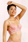Zivame Summer Bounty Padded Wired Low Coverage Long Line Bra-Coral — thumbnail 3