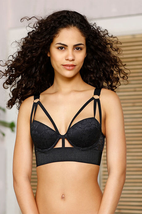 Zivame Summer Bounty Padded Wired Low Coverage Long Line Bra-Black — image 4