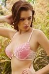 Zivame Watch Your Back Floral Lace Padded Front Open Bra- Pink — thumbnail 2