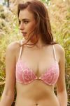 Zivame Watch Your Back Floral Lace Padded Front Open Bra- Pink — thumbnail 3
