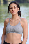 Zivame Double Layered Non Wired Medium Coverage Bralette -Grey — thumbnail 2