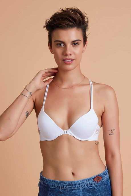 Zivame Pretty Back Push Up Wired Low Coverage T-Shirt Bra-White — image 2