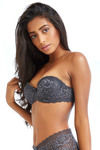 Zivame All That Lace Push Up Wired Low Coverage Strapless Bra-Grey — thumbnail 3