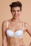 Zivame Luxe Lace Padded Wired Medium Coverage Strapless Bra-White — thumbnail 1