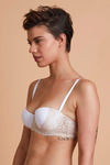 Zivame Luxe Lace Padded Wired Medium Coverage Strapless Bra-White — thumbnail 3