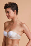 Zivame Luxe Lace Padded Wired Medium Coverage Strapless Bra-White — thumbnail 6