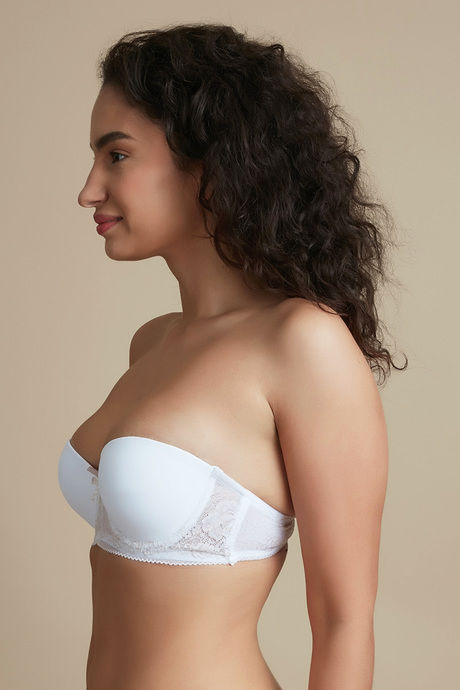 Zivame Luxe Lace Push Up Wired Medium Coverage T-Shirt Bra-White — image 2