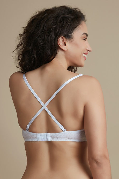 Zivame Luxe Lace Push Up Wired Medium Coverage T-Shirt Bra-White — image 5