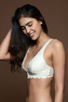 Zivame Double Layered Non Wired Low Coverage Bralette -Ivory — thumbnail 3