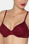 Amante Padded Wired 3/4th Coverage Lace Bra - Maroon — thumbnail 2