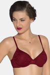 Amante Padded Wired 3/4th Coverage Lace Bra - Maroon — thumbnail 3