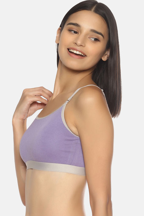 Brag Teens Non Padded Wirefree Full Coverage Racer Back Bra - Purple — image 2