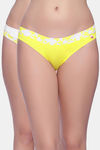 Brag Teens  (Pack Of 2) Bikini Mid Rise Cotton Panty - Yellow White — thumbnail 1