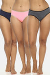 Brag Teens  (Pack Of 3) Hipster Mid Rise Cotton Panty - Blue Pink Grey — thumbnail 1
