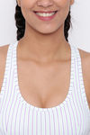 Brag Teens Medium Impact Striped Sports Bra - White Purple Green Stripes — thumbnail 5
