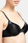 Amante Satin Edge Padded Wired 3/4th Coverage T-Shirt Bra - Black — thumbnail 4