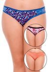Zivame Ultra Soft Sheer Printed Lace Bikini Brief (Pack of 3)- Multicolor — thumbnail 1