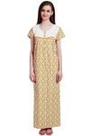 Rosaline Pure Cotton Comfort Full Length Nighty- Orange Floral Print — thumbnail 1