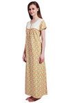 Rosaline Pure Cotton Comfort Full Length Nighty- Orange Floral Print — thumbnail 2