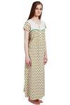 Rosaline Pure Cotton Comfort Full Length Nighty- Green Floral Print — thumbnail 3