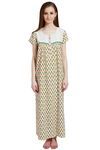 Rosaline Pure Cotton Comfort Full Length Nighty- Green Floral Print — thumbnail 5