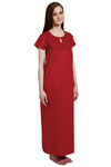 Rosaline Pure Cotton Comfort Full Length Nighty​- Sangria Red — thumbnail 3