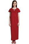 Rosaline Pure Cotton Comfort Full Length Nighty​- Sangria Red — thumbnail 5