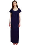 Rosaline Pure Cotton Comfort Full Length Nighty- Navy — thumbnail 1