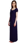 Rosaline Pure Cotton Comfort Full Length Nighty- Navy — thumbnail 2
