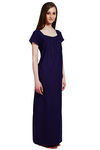 Rosaline Pure Cotton Comfort Full Length Nighty- Navy — thumbnail 3