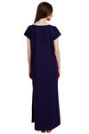 Rosaline Pure Cotton Comfort Full Length Nighty- Navy — thumbnail 4