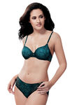 Amante Evening Rose Padded Underwired Bra - Blue Black — thumbnail 3