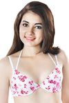 Amante BFF Rose Print Halter Neck Padded Underwired Multiway Bra- Cream n Pink Floral Print — thumbnail 3