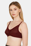 Bwitch Non Padded Wirefree Full Coverage Low Back Lace Bra - Plum — thumbnail 3