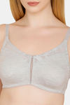Bwitch Non Padded Wirefree Cotton Lined Lace Super Support Bra - Grey — thumbnail 4