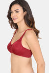 BITZ Double Layered Non Wired Full Coverage Minimiser Bra - Rumba Red — thumbnail 3