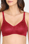 BITZ Double Layered Non Wired Full Coverage Minimiser Bra - Rumba Red — thumbnail 4