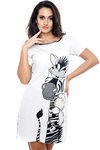 Zivame Cotton Wild Safari Zzzebra Off-Shoulder Nightdress — thumbnail 1