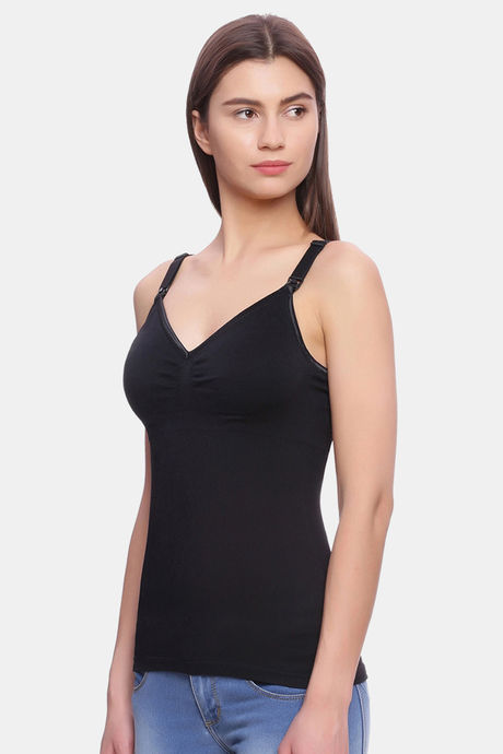 Zivame Nylon Spandex Maternity Camisole - Black — image 2