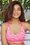 Zivame Lightweight Athletic Back Strap Seamless Bralette- Neon Pink Melange — thumbnail 2