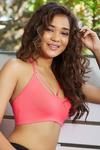 Zivame Seamless String Racerback Lightweight Seamless Bralette- Neon Coral — thumbnail 3