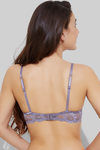 Zivame Floral Metallic Lace Padded Plunge Bra- Grey — thumbnail 3