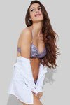 Zivame Floral Metallic Lace Padded Plunge Bra- Grey — thumbnail 4
